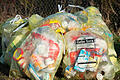 Der Gelbe Sack       -  ARCHIV - Gelbe Säcke stehen an einem Grundstück zur Abholung bereit am 11.03.2014 in Sieversdorf (Brandenburg).