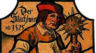 Glasfenster „Der Stachelwirt ad.1525“ mit dem Morgenstern oder „Stachel“. Glasfenster „Der Stachelwirt ad.1525“ mit dem Morgenstern oder „Stachel“.