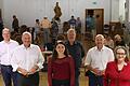 Zufriedene Gesichter bei den Direktkandidaten nach der Podiumsdiskussion im Pfarrheim: (von links) Armin Beck (Grüne), Bernd Rützel (SPD), Jessica Klug (FW), Werner Jannek (FDP), Alexander Hoffmann (CSU) und Simone Barrientos (Linke/Würzburg).