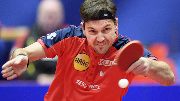 Tischtennisprofi Timo Boll beim Europäischen Top 16 Turnier im März in der Schweiz. Foto: Gillieron/dpa