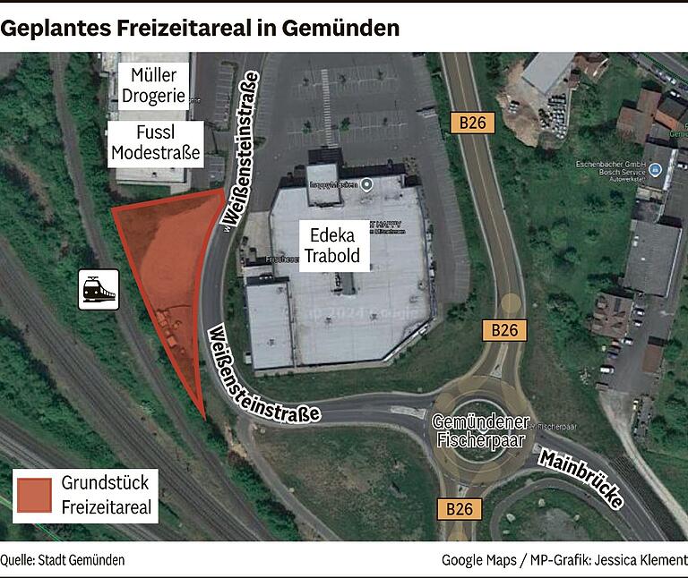 Das Kerngrundstück des geplanten Gemündener Freizeitareals misst circa 1200 Quadratmeter. Entlang des angrenzenden Fuß- und Radwegs könnte ein schmaler Zusatzbereich entstehen. Das Kerngrundstück des geplanten Gemündener Freizeitareals misst circa 1200 Quadratmeter. Entlang des angrenzenden Fuß- und Radwegs könnte ein schmaler Zusatzbereich entstehen.
