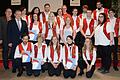 Der Nordbayerische Musikbund, vertreten durch den Kreisdirigenten Wolfgang Dehn und den Präsidenten Manfred Ländner (stehend, von links), ehrte langjährige aktive Musiker.