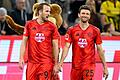Bayern München - Borussia Dortmund       -  Harry Kane (l) und Thomas Müller - glückt die Wende in Mailand?