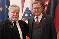 Besuch in der Thüringer Staatskanzlei: Bernd Höland (links), ehemaliger Vorsitzender des Freundeskreises Würzburg-Suhl, im Dezember bei Thüringens Ministerpräsident Bodo Ramelow.