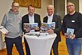 Im Gästehaus in Wargolshausen wurde das neue Heimatjahrbuch für den Landkreis Rhön-Grabfeld vorgestellt (von links):&nbsp; Verleger Jürgen Mack von der gleichnamigen Druckerei in Mellrichstadt, Schriftleiter Reinhold Albert, Landrat Thomas Habermann und Sven Ritter von der Kulturagentur des Landkreises Rhön-Grabfeld.