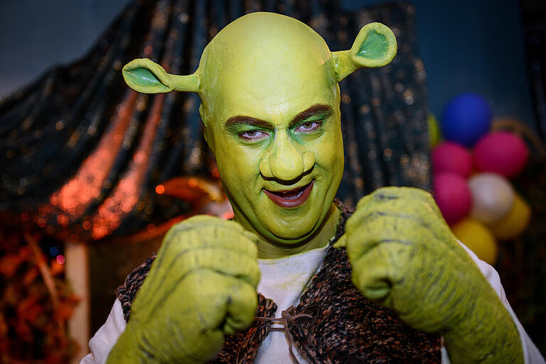 Ministerpräsident Markus Söder, damals noch Bayerischer Finanzminister, verkleidet als Shrek auf der 'Fastnacht in Franken' 2014.