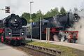 Dampflokomotiven pendelten im Rahmen der Meininger Dampfloktage am Wochenende zwischen Würzburg und Meiningen und machten am Bahnhof in Mellrichstadt Station.