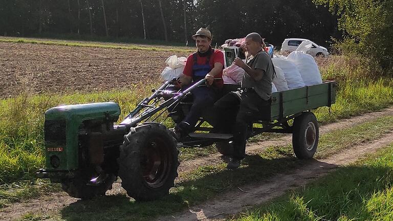 Mit einem Holder aus den 50er Jahren wurden die Kartoffeln vom Feldrand abtransportiert