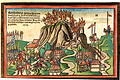 Dieser womöglich fälschlicherweise Hans Wandereisen zugeschriebene Holzschnitt soll die Zerstörung der Reußenburg im Jahr 1523 zeigen.