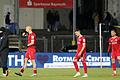 Schon wieder ein Unentschieden! Die Kickers-Akteure (von links) Vincent Friedsam, Alem Japaur, Maximilian Zaiser und Benyas Junge-Abiol nach dem 1:1 in Bayreuth.