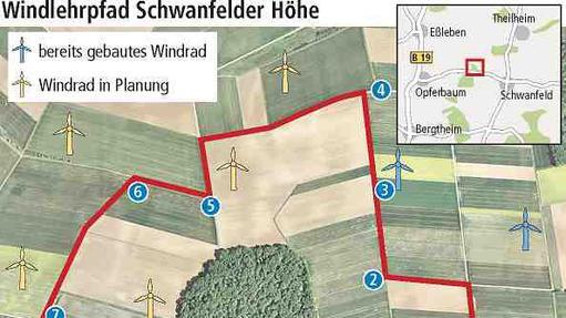 Ausdehnung des Windlehrpfads Schwanfelder Höhe