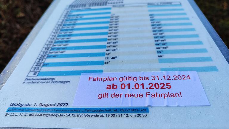 Ab 1.1.2025 gilt der neue Fahrplan der Stadtwerke Schweinfurt.