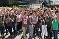 Die unterfränkischen Riedener kurz vor ihrer Abreise ins schweizerische Rieden zum großen Dorf-Treffen.