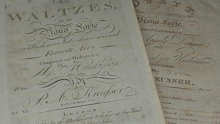 Noten von Peter Anton Kreusser in der Sammlung in Schloss Ho,burg Noten von Peter Anton Kreusser in der Sammlung in Schloss Ho,burg