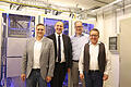 Fanden sich zum Gruppenbild zusammen: (von links) Sebastian Landgraf, Leiter Breitbandtechnik der RegioNet Schweinfurt GmbH, Andreas Göb, Bereichsleiter Technik der Stadtwerke Schweinfurt GmbH, Christoph Rockenstein, Vorstand der Rockenstein AG, und Stephan Dausacker, Betriebsleiter HAB-NET-DSL Stadtwerke Hammelburg.
