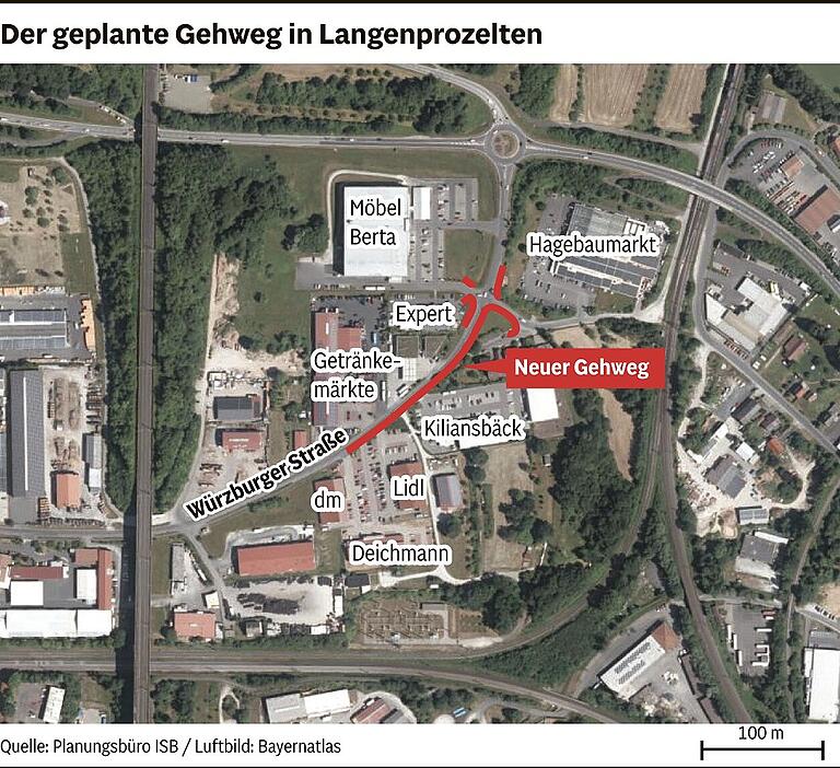 Gehweg im Gewerbegebiet Langenprozelten: endlich in der Planung, aber dreimal so teuer