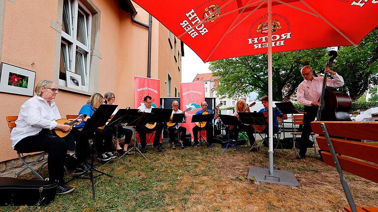 Das Schweinfurter Mandolinen- und Gitarrenorchester in kleiner Besetzung.