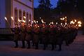 Festliches Zeremoniell: Bundeswehrsoldaten marschieren zum Großen Zapfenstreich im Schlossgarten Veitshöchheim auf.