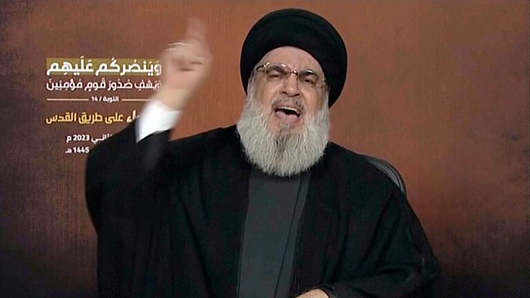 Nahostkonflikt - Nasrallah spricht       -  Hisbollah-Chef Nasrallah schlägt nach dem Raketenangriff auf Israel vergleichsweise zurückhaltende Töne an.