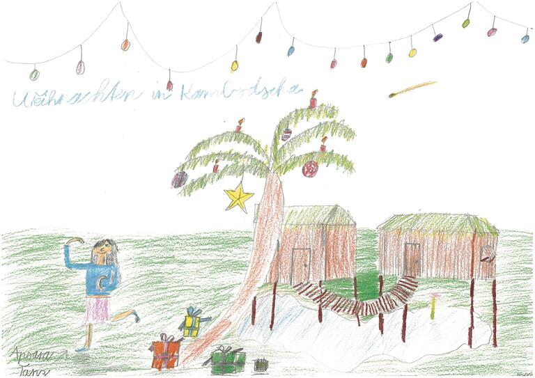 Ein Blick nach Kambodscha: Beim diesjährigen Malwettbewerb 'Weihnachten einmal anders' hat Hannes Wirth (9) aus Rottendorf gewonnen.