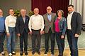 Der neu gewählte Vorstand der Turngemeinde Höchberg (von links): Stefan Ditterich, Nina Skruzny, Präsident Dietrich Polzin, Karl Kieselbach, die ausgeschiedenen Vorstandsmitglieder Stefan Göbel und Gabi Ries, Bürgermeister Alexander Knahn.