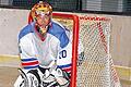 Starker Rückhalt: Auf den Bad Kissinger Goalie Kevin Keßler wartet einige Arbeit in den freundschaftlichen Vergleichen heute gegen das Senioren-Team der Lakers aus Kanada und am Samstag gegen das Junioren-Team des ERC Schwenningen.Foto: Hopf