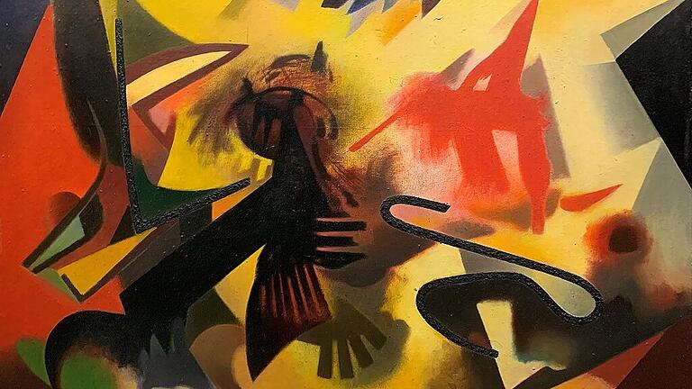 In der Großen Halle der Kunsthalle ist das Werk von Gerhard Fietz, 1953, Öl auf Hartfaser, eine Leihgabe des Kunstvereins Schweinfurt e. V. zu sehen. In der Großen Halle der Kunsthalle ist das Werk von Gerhard Fietz, 1953, Öl auf Hartfaser, eine Leihgabe des Kunstvereins Schweinfurt e. V. zu sehen.