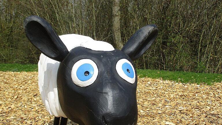Ein Schaf kommt selten allein - ein Teil der Herde auf dem Spielplatz Gertrud-von-le-Fort-Straße.