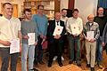 Aktive Geehrte (von links): Henri Kübert, Paul Lippold, Manfred Lippert, Reiner Messerer, Yannick Scheidt, Harald Kühl, Georg Rauwolf, Marc Rechenberg, Michael Hombach.