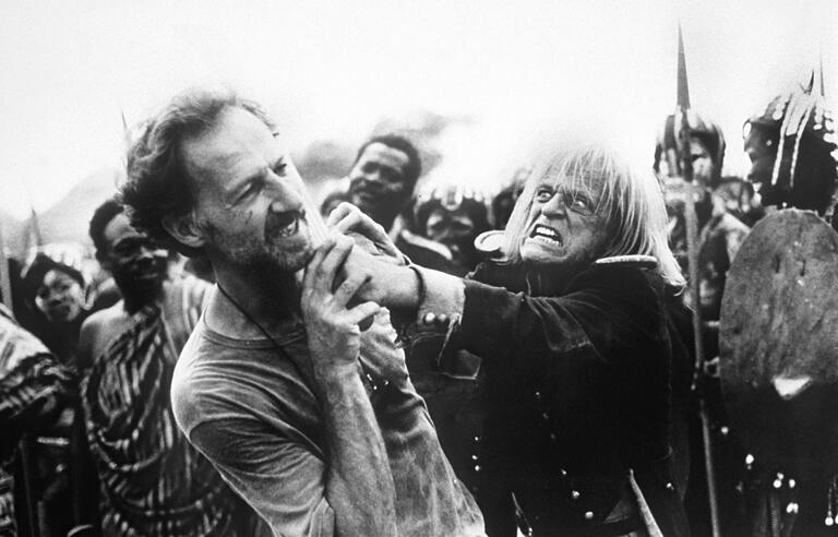 'Jedes weiße Haar auf meinem Kopf nenne ich Kinski' - Werner Herzog und Klaus Kinski während der Dreharbeiten zu 'Cobra Verde' 1987.&nbsp;