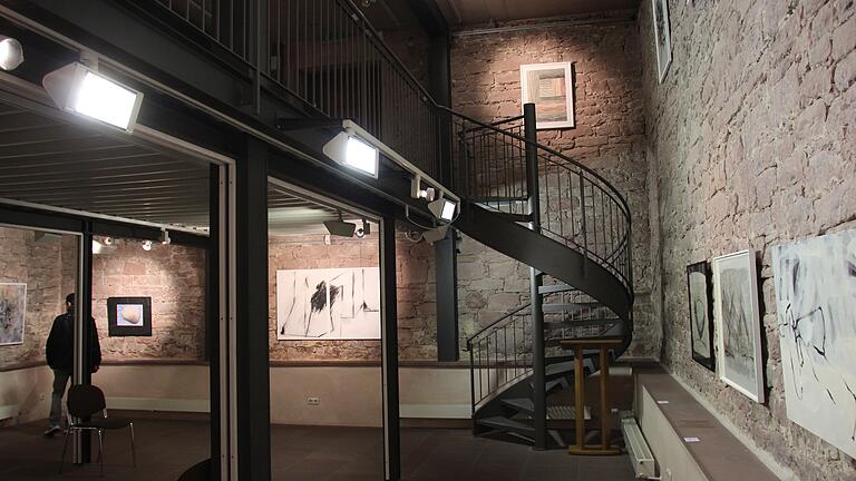 Filigrane Zeichnungen an wuchtigen Mauern: die Kunstpreis-Ausstellung 'Gedankenstrich' im Franck-Haus Marktheidenfeld. Filigrane Zeichnungen an wuchtigen Mauern: die Kunstpreis-Ausstellung 'Gedankenstrich' im Franck-Haus Marktheidenfeld.