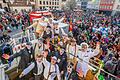 Schweinfurter Narren in bester Stimmung: Der Faschingsumzug in Schweinfurt am Faschingsdienstag ist mit rund 25.000 Besuchern einer der größten in Mainfranken. Den besten Wagen hatte der Karnevalsverein Oberwerrn mit dem Motto 'Titanic'.
