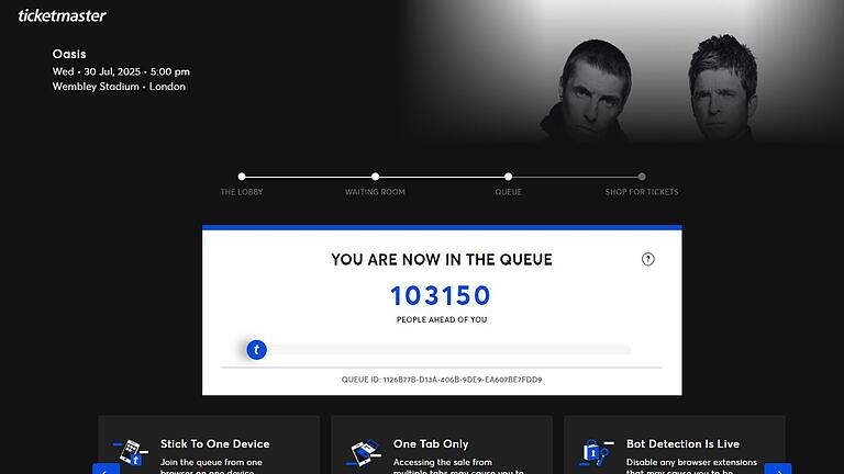Ticket-Verkauf für Oasis-Konzerte gestartet       -  Die Online-Warteschlangen waren lang, um an Oasis-Tickets zu gelangen.