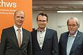 THWS-Präsident Robert Grebner (links) übergibt  Mitte März an seinen designierten Nachfolger Jean Meyer (Mitte). Hochschulsratsvorsitzender Elmar Heinemann gratulierte zur Wahl.