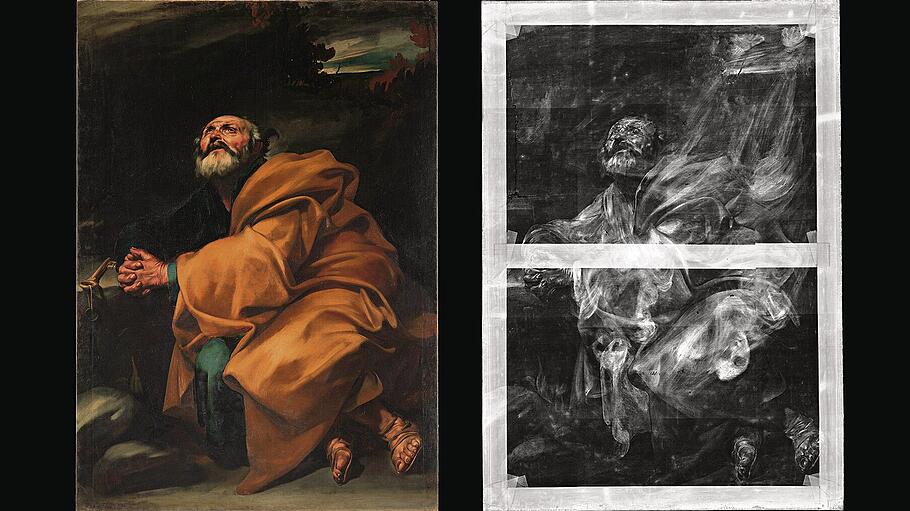 In der Kunst helfen Röntgenaufnahmen, Verborgenes sichtbar zu machen wie beim Werk „Die Tränen des Heiligen Petrus (1612/13)“ des Künstlers Jusepe de Ribera (1591-1652).