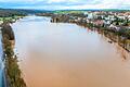So sah es am 3. Januar 2024 an der Saale aus (links der Parkplatz in der Au). Das Hochwasser ist inzwischen stark zurückgegangen.