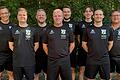 Der TSV Großbardorf mit (von links) Holger Hubert, Sebastian Dieterich, Matthias Menninger, Torsten Frank, Patrick Ortloff, Florian Stahl, René Wagner und Trainer Axel Tüchert haben mit einem Auswärtsspiel in Eschlkam den Klassenerhalt in der Zweiten Bundesliga Mitte erreicht.