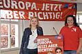 Die neue DGB-Ortsverbandsvorsitzende Melanie Kneuer (rechts) mit Hauptrednerin Marietta Eder am Tag der Arbeit.