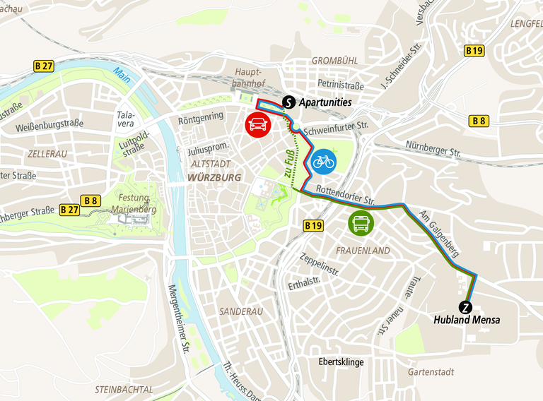 Fahrrad, Auto oder ÖPNV: Wer ist in Würzburg am schnellsten? Fahrrad, Auto oder ÖPNV: Wer ist in Würzburg am schnellsten?