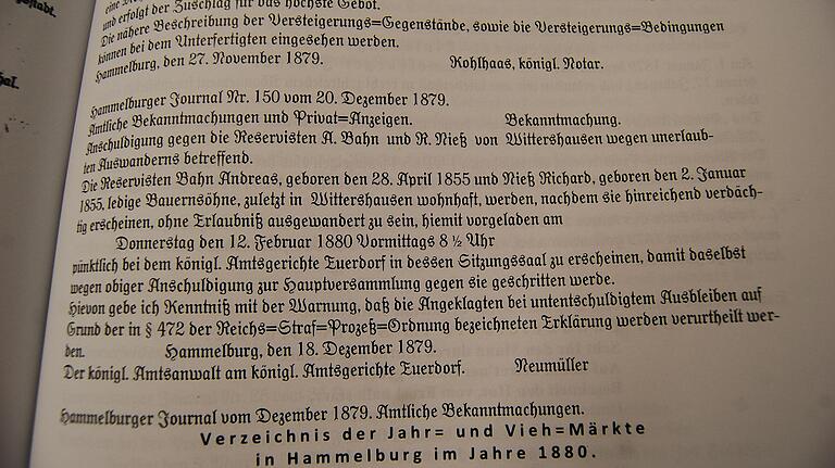 Die Auswanderung ist ein bedeutendes Thema im Hammelburger Journal von 1850 bis 1900.