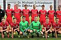 Die U-23 der Würzburger Kickers vor der am Freitag beginnenden Bayernliga-Saison 2018/19: (hinten von links) U-23-Cheftrainer Rainer Zietsch, Trésor Mbala, Nicolay Kutzop, Nico Wagner, Janis Häuser, Lukas Mazagg, Lukas Imgrund und Hamed Saleh sowie (vorne von links) Felix Lehrmann, Severo Sturm, Dominik Meisel, Fabian Will, Maximilian Humpenöder, Niclas Staudt, Ferdinand Seifert und Josef Burghard. Es fehlt Pascal Tröger.