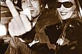 16. Januar 1983, Los Angeles: Mick Jagger und seine damalige Ehefrau Jerry Hall in einem Auto, aufgenommen von Paparazzo Ron Galella.
