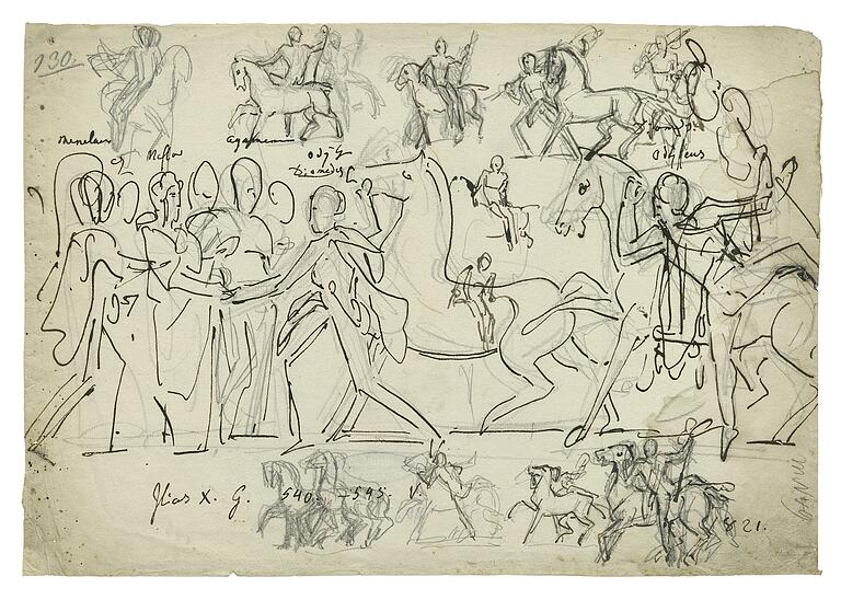 Seine Bilder zu Homer kleidete Martin von Wagner in die unterschiedlichsten Stile. In dieser Skizze von 1821 begrüßt Nestor den zurückkehrenden Odysseus. Seine Bilder zu Homer kleidete Martin von Wagner in die unterschiedlichsten Stile. In dieser Skizze von 1821 begrüßt Nestor den zurückkehrenden Odysseus.
