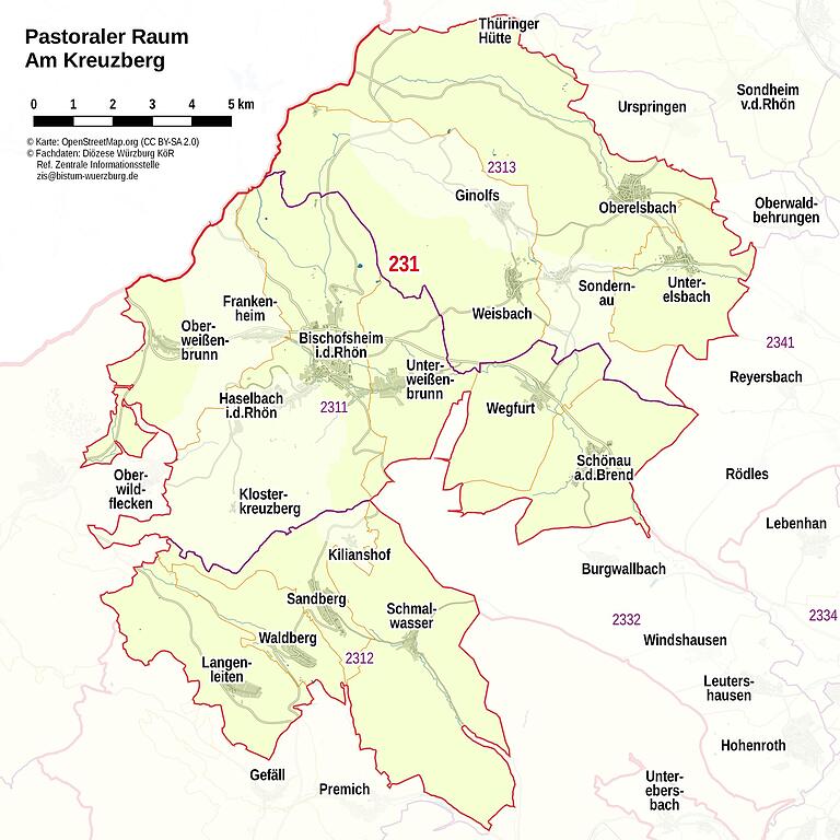 Den Pastoralen Raum Am Kreuzberg bilden die Pfarreiengemeinschaften 'Am Kreuzberg, Bischofsheim', 'Die Walddörfer, Sandberg' und Immanuel Hohe Rhön, Oberelsbach'. Den Pastoralen Raum Am Kreuzberg bilden die Pfarreiengemeinschaften 'Am Kreuzberg, Bischofsheim', 'Die Walddörfer, Sandberg' und Immanuel Hohe Rhön, Oberelsbach'.