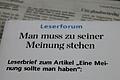 Die Redaktion hat ein Schreiben erreicht.