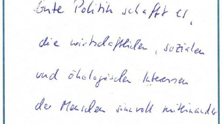 Das Statement des SPD-Kandidaten Jürgen Kößler &ndash; zusammengefasst auf einem Bierdeckel.