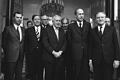FILES-EUROPE-HISTORY-ROME-TREATY-SIGNING-ANNIVERSARY       -  Am 10. Dezember 1974 waren es schon neun Staatenlenker, die nach einem Gipfel gemeinsam posierten (von links): Leo Tindemans (Belgien), Helmut Schmidt (Deutschland), Gaston Thorn (Luxemburg), Harold Wilson (Großbritannien), Aldo Moro (Italien), Valery Giscard d'Estaing (Frankreich), Cearball O'Dalaigh (Irland) und Johannes Den Uyl (Holland).