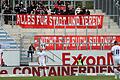 Protest der mitgereisten Fans: die Kickers-Anhänger verschafften ihrem Unmut beim Gastspiel in Meppen mit einem Banner Luft.