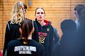 Training des deutschen Basketball-Nationalteams       -  Leonie Fiebich im Kreise der Nationalmannschaft.