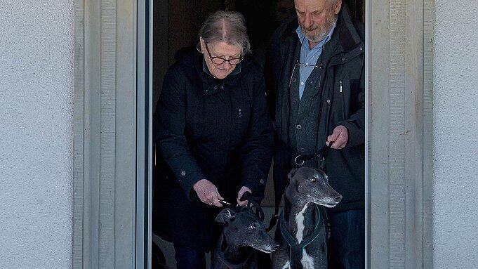 Täglich machen Lilli und Wilfried von Hessberg einen ausgiebigen Spaziergang mit ihren beiden Greyhounds.